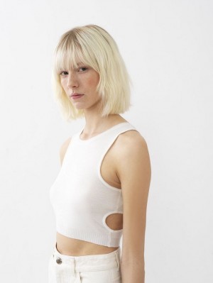 Dzianina Chloe Cropped Białe | CHE-SR13938