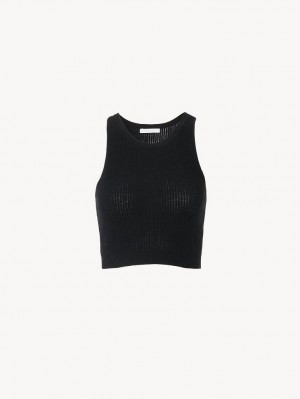 Dzianina Chloe Cropped Czarne | CHE-SR13939