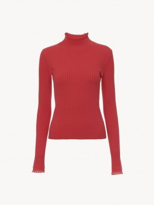 Dzianina Chloe Fitted High-neck Różowe | CHE-SR13962