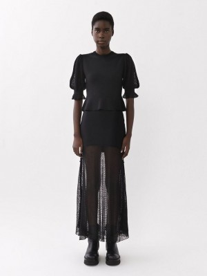Dzianina Chloe Flared Maxi Czarne | CHE-SR13948