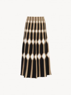 Dzianina Chloe Flared Mid-length Brązowe | CHE-SR13944