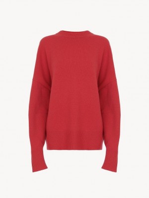 Dzianina Chloe Generous Crew-neck Różowe | CHE-SR13954