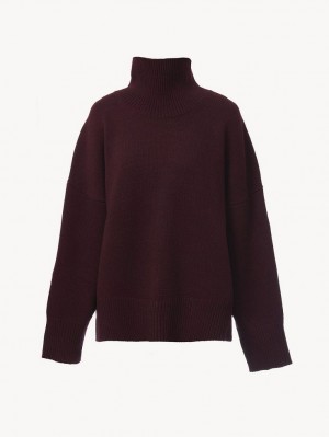 Dzianina Chloe Generous High-neck Fioletowe | CHE-SR13926