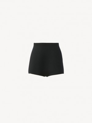 Dzianina Chloe High-waisted Mini Shorts Czarne | CHE-SR13924
