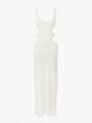 Dzianina Chloe Long Tank Białe | CHE-SR13937