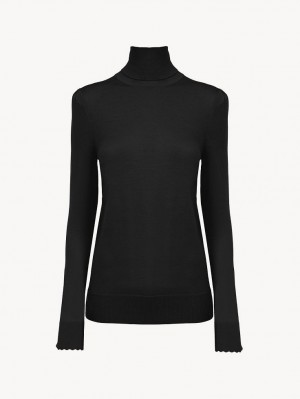 Dzianina Chloe Turtleneck Czarne | CHE-SR13959