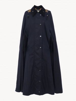 Kurtki Chloe Barbour For "Hadrien" Long Cape Granatowe | CHE-SR13779