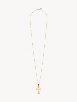 Naszyjniki Chloe Alphabet With Pendant Złote | CHE-SR14336