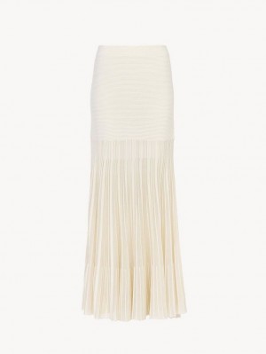 Spódnice Chloe Flared Maxi Białe | CHE-SR14075
