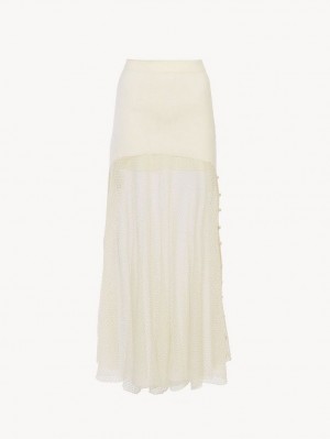 Spódnice Chloe Flared Maxi Białe | CHE-SR14077