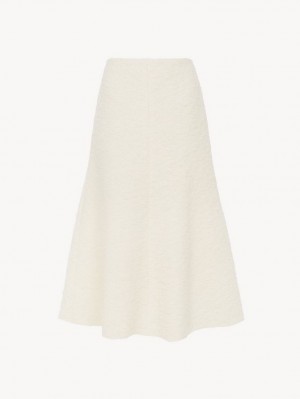 Spódnice Chloe Flared Midi Białe | CHE-SR14096