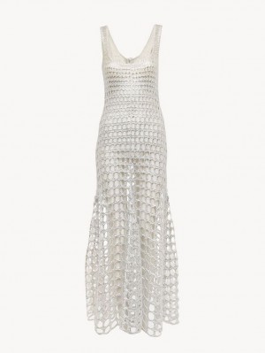 Sukienka Chloe Flared Tank Srebrne Szare | CHE-SR13833