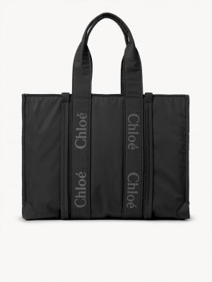 Torby Przez Ramię Chloe Large Woody Czarne | CHE-SR13430