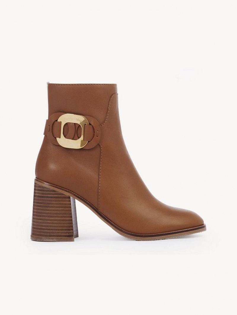 Botki Chloe Chany Obcasie Brązowe | CHE-SR14868
