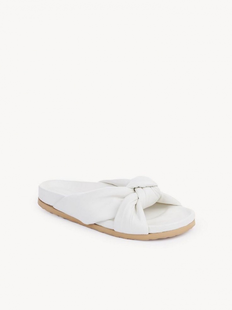Buty Płaskie Chloe Spencer Klapki Białe | CHE-SR14811