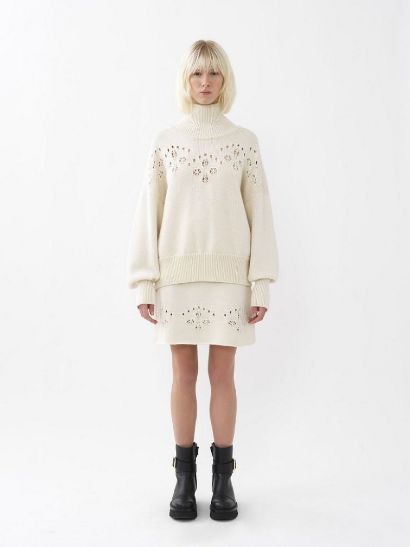 Dzianina Chloe A-line Mini Białe | CHE-SR13942