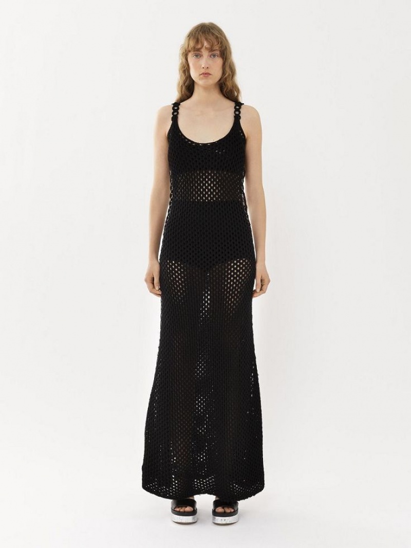 Dzianina Chloe Crochet Tank Czarne | CHE-SR13933