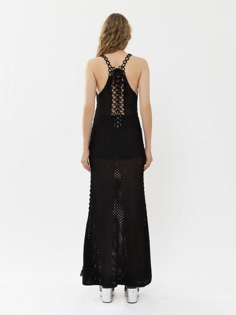 Dzianina Chloe Crochet Tank Czarne | CHE-SR13933