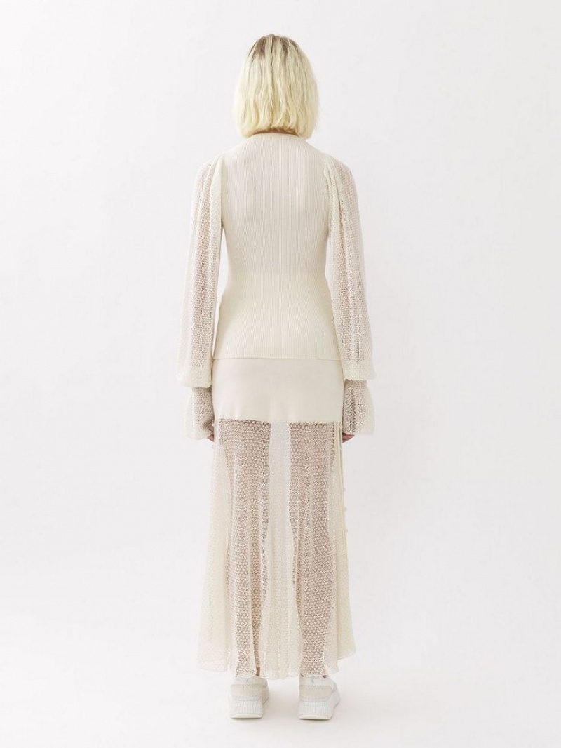 Dzianina Chloe Fitted Cardigan Białe | CHE-SR13941