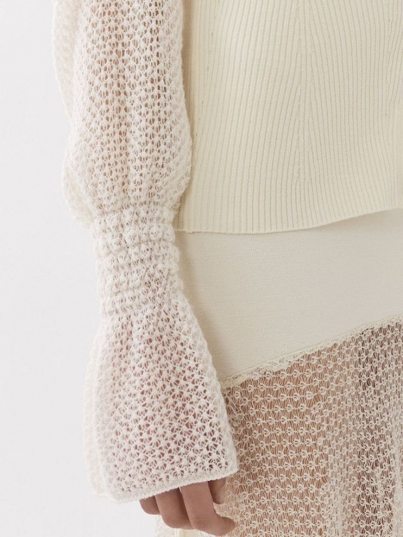 Dzianina Chloe Fitted Cardigan Białe | CHE-SR13941