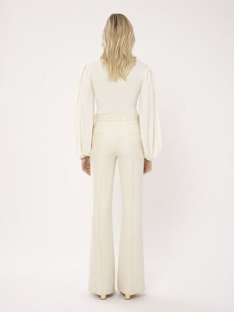 Dzianina Chloe Fitted Mock-neck Białe | CHE-SR13958