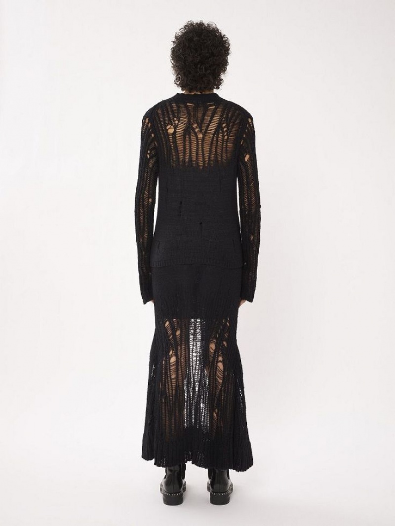 Dzianina Chloe Fitted Mock-neck Czarne | CHE-SR13952
