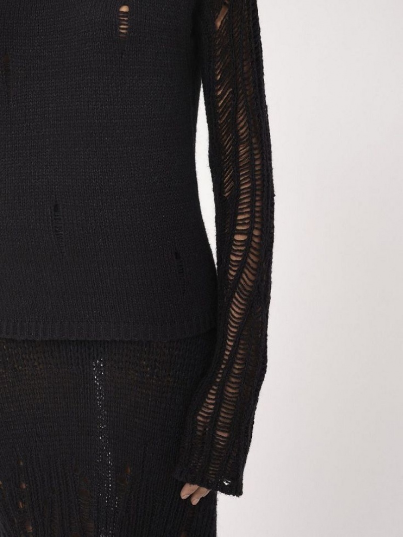 Dzianina Chloe Fitted Mock-neck Czarne | CHE-SR13952