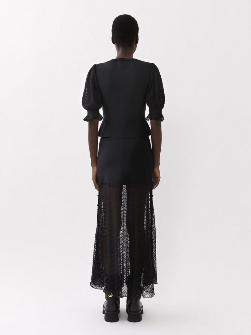 Dzianina Chloe Flared Maxi Czarne | CHE-SR13948