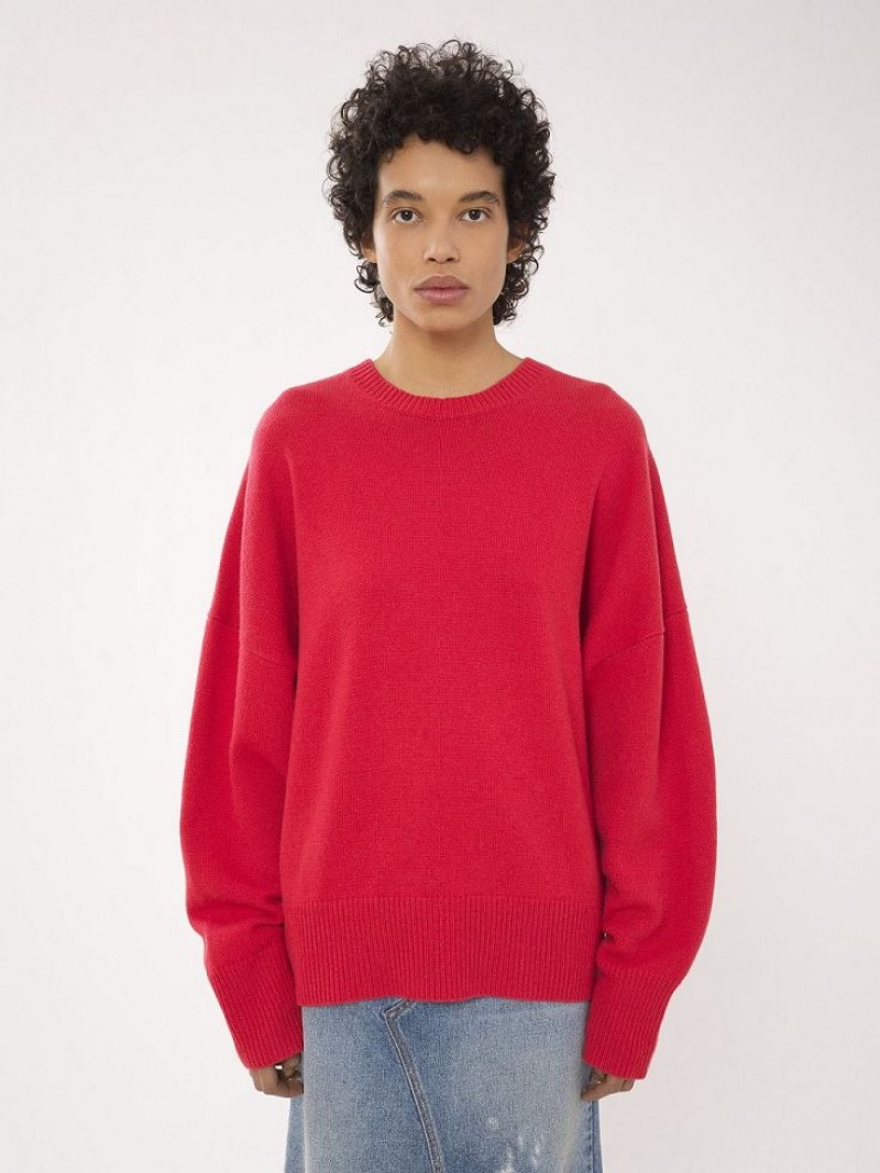 Dzianina Chloe Generous Crew-neck Różowe | CHE-SR13954