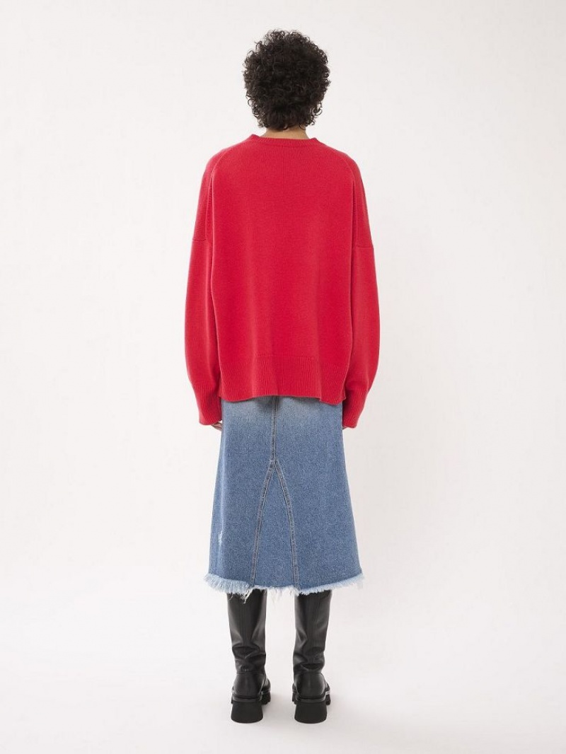 Dzianina Chloe Generous Crew-neck Różowe | CHE-SR13954
