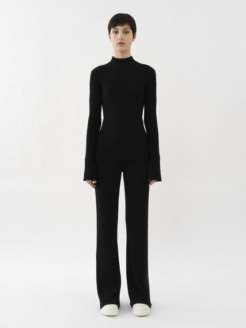 Dzianina Chloe Mock-neck Czarne | CHE-SR13919