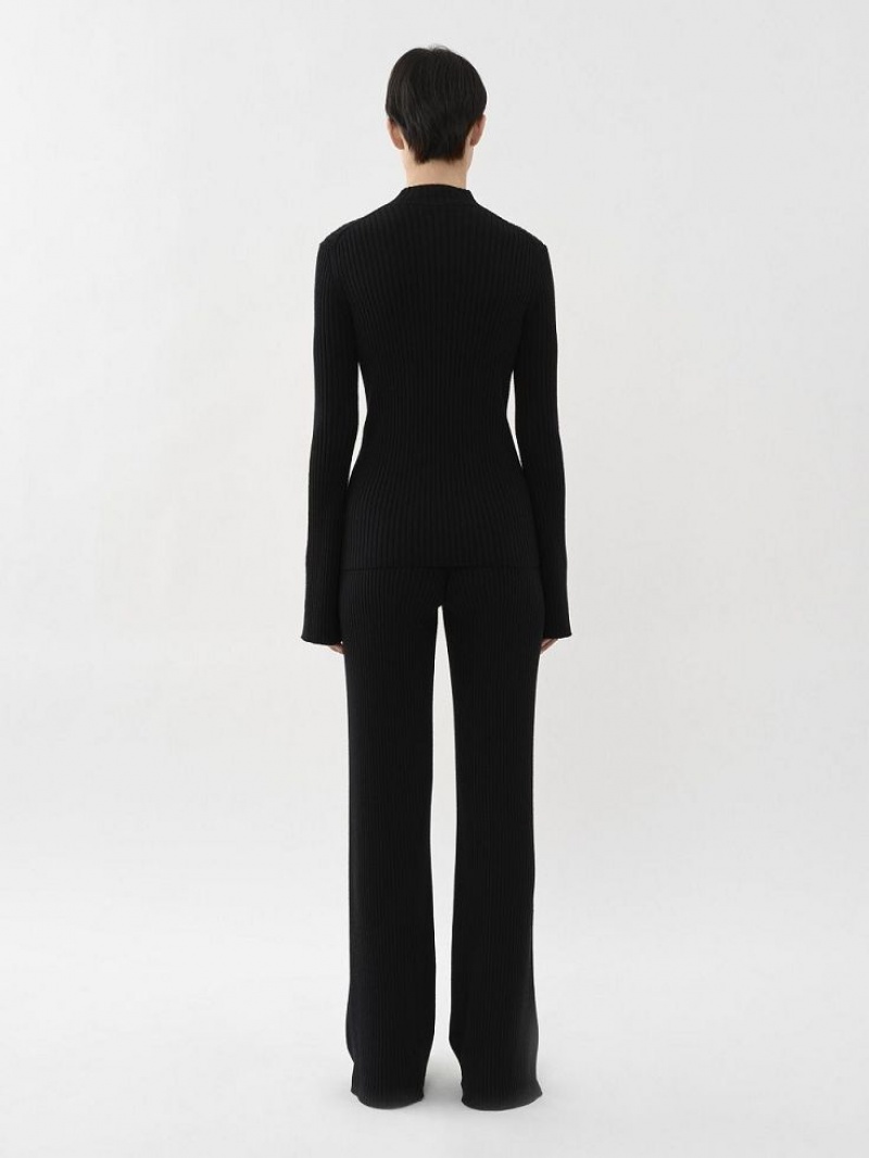 Dzianina Chloe Mock-neck Czarne | CHE-SR13919