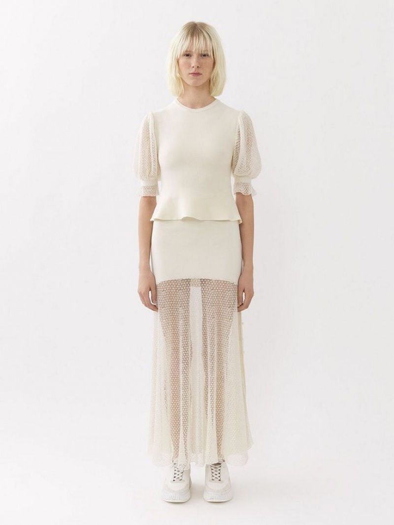 Dzianina Chloe Peplum Białe | CHE-SR13921