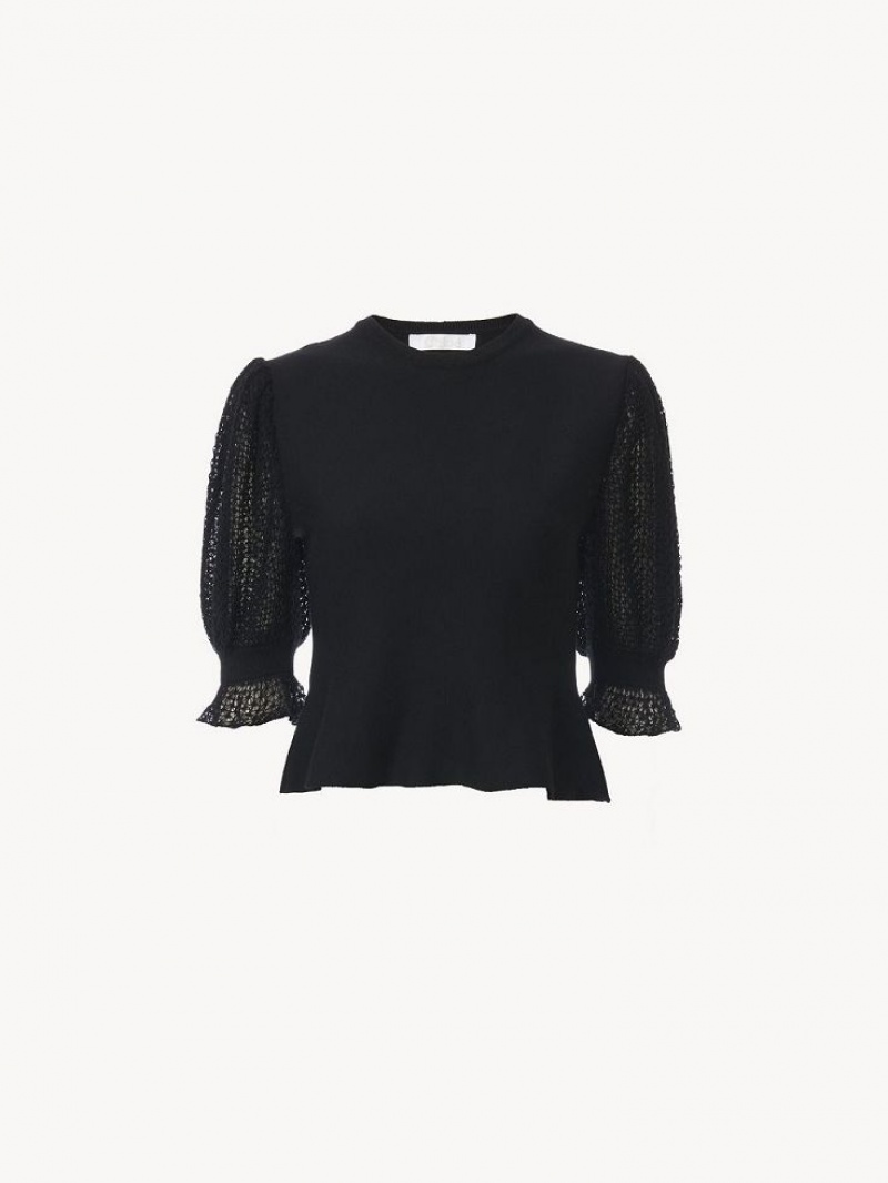 Dzianina Chloe Peplum Czarne | CHE-SR13920