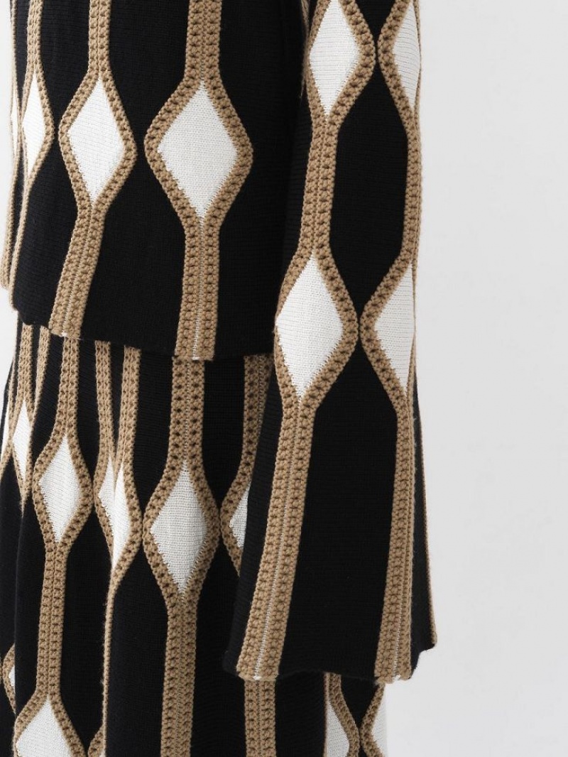 Dzianina Chloe Trumpet-sleeve Brązowe | CHE-SR13945