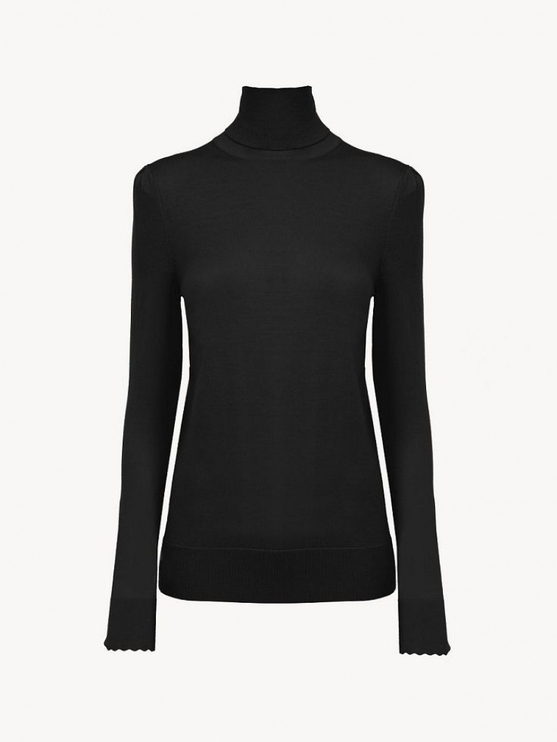 Dzianina Chloe Turtleneck Czarne | CHE-SR13959