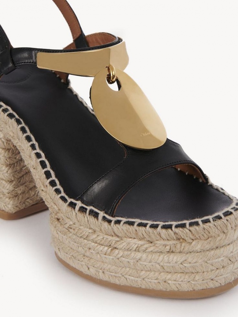 Espadryle Chloe Pema Czarne Złote | CHE-SR14151