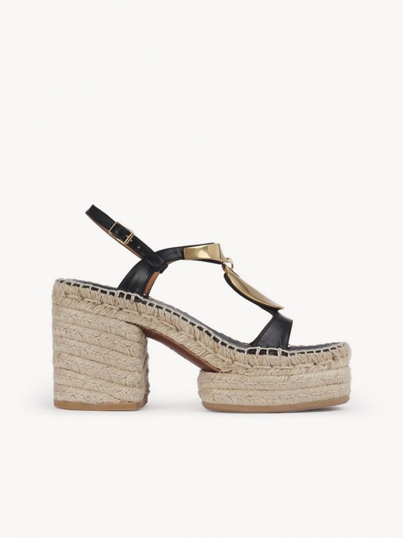 Espadryle Chloe Pema Czarne Złote | CHE-SR14151