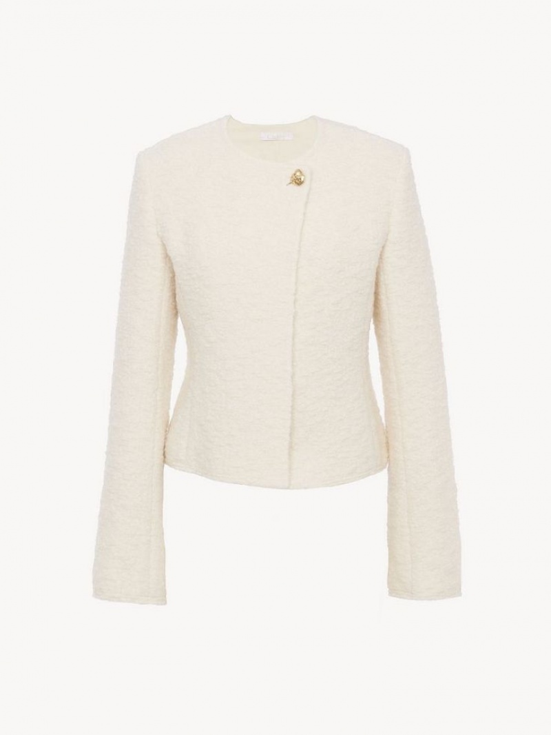 Garnitur Chloe Collarless Fitted Białe | CHE-SR14032