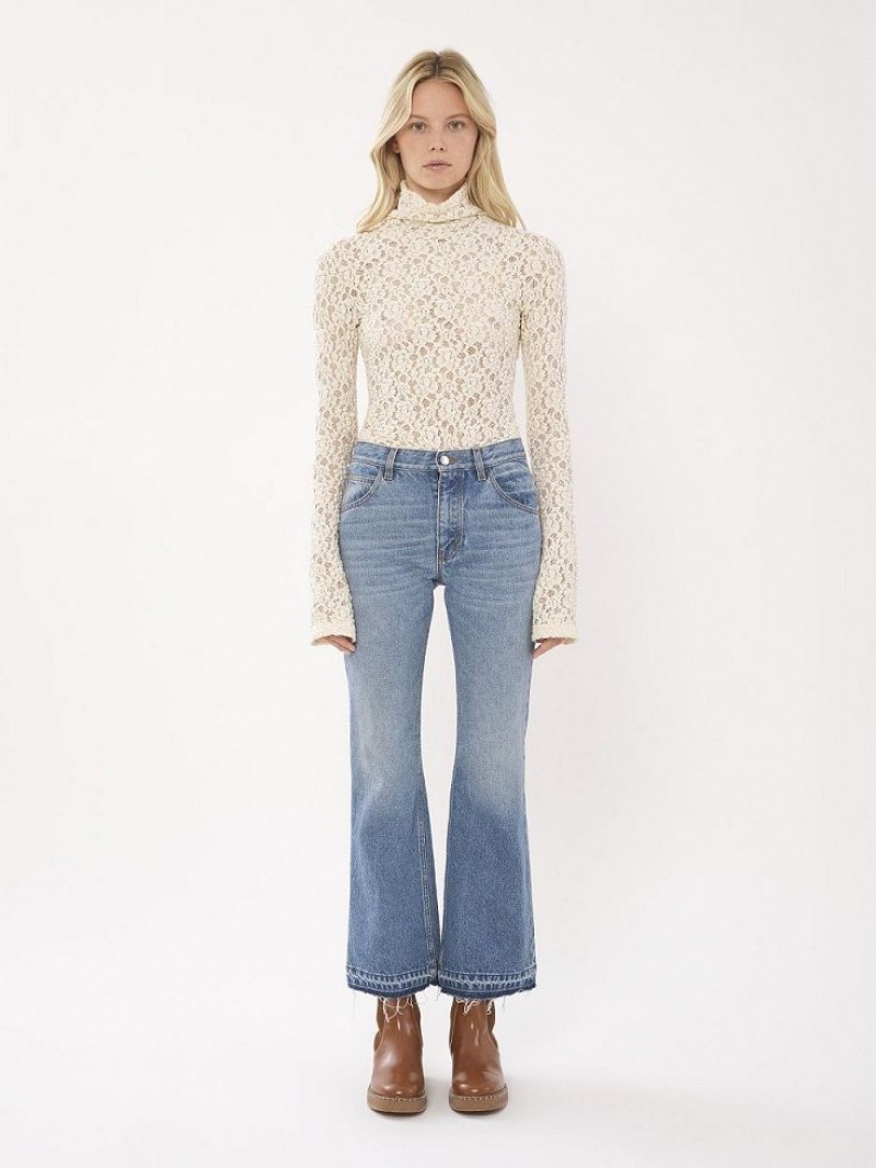 Jeansy Chloe Cropped Prosty Niebieskie | CHE-SR14017