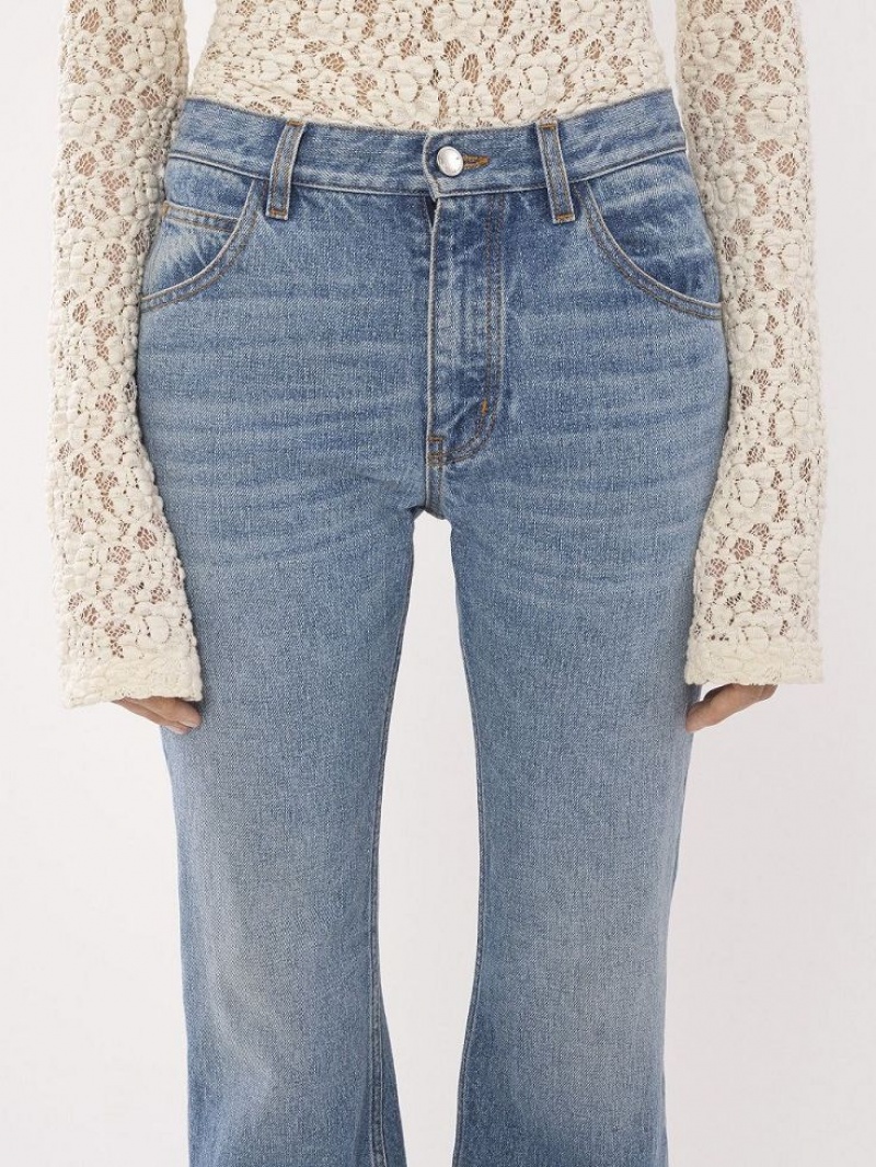 Jeansy Chloe Cropped Prosty Niebieskie | CHE-SR14017