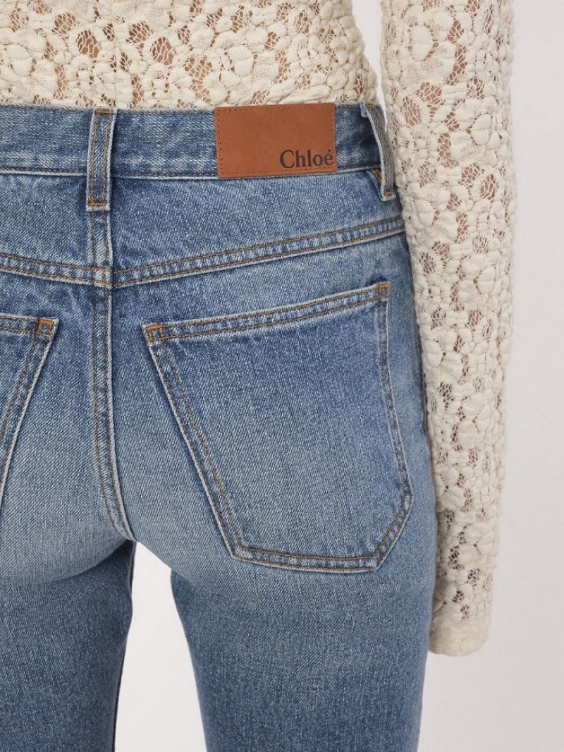 Jeansy Chloe Cropped Prosty Niebieskie | CHE-SR14017