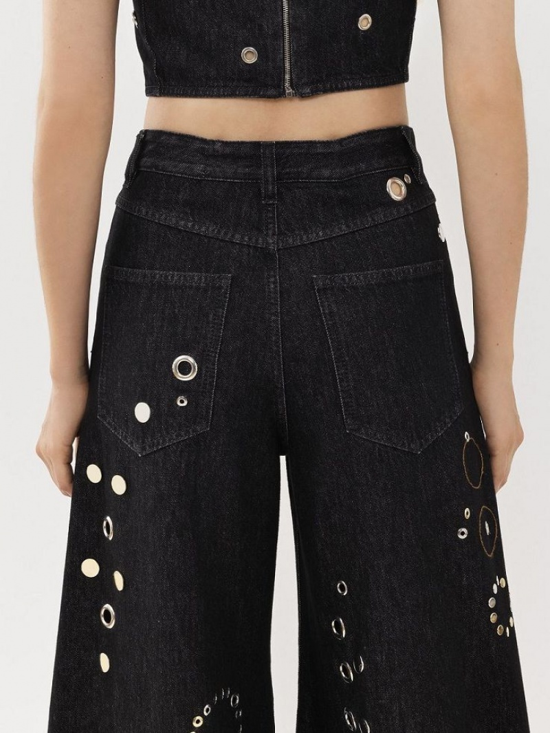 Jeansy Chloe Embellished Rave Czarne | CHE-SR13984
