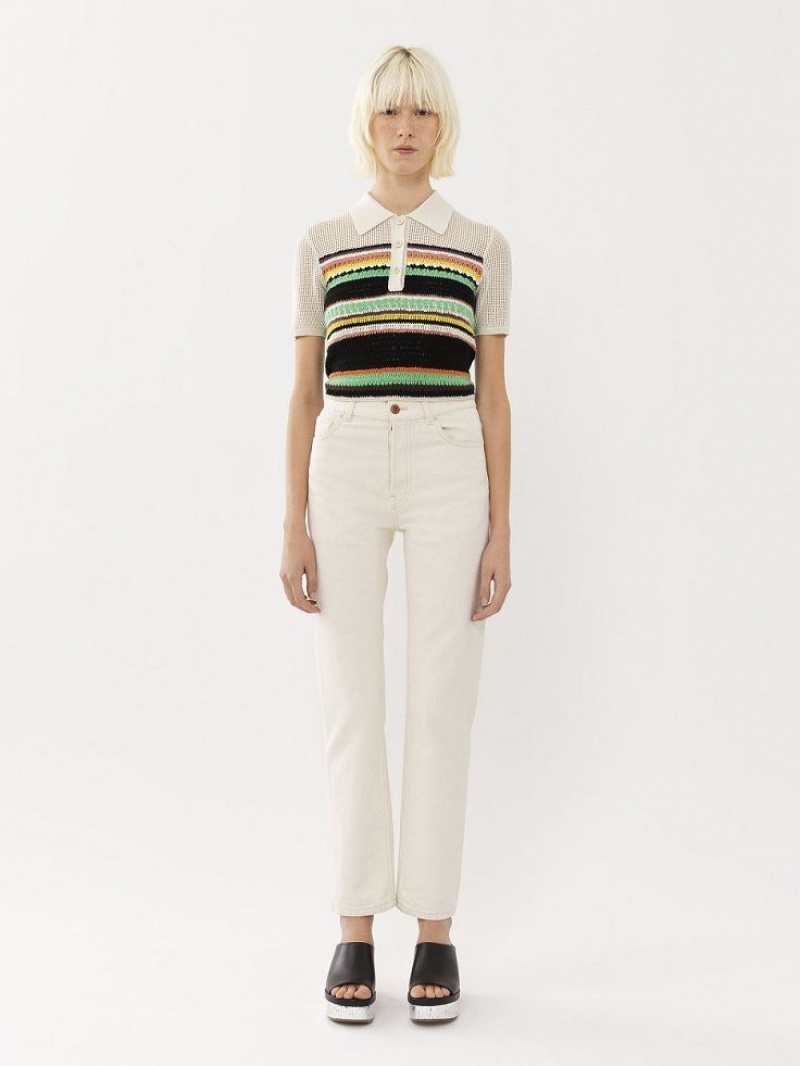 Jeansy Chloe Semeru Prosty-leg Białe | CHE-SR13996