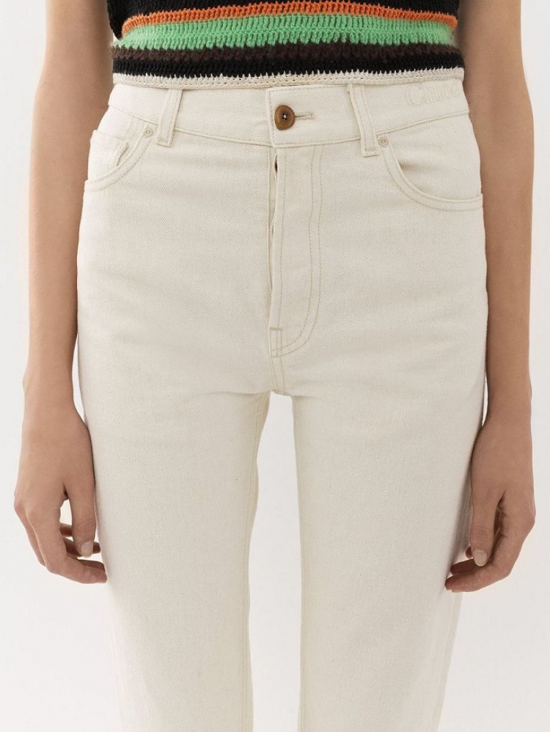 Jeansy Chloe Semeru Prosty-leg Białe | CHE-SR13996