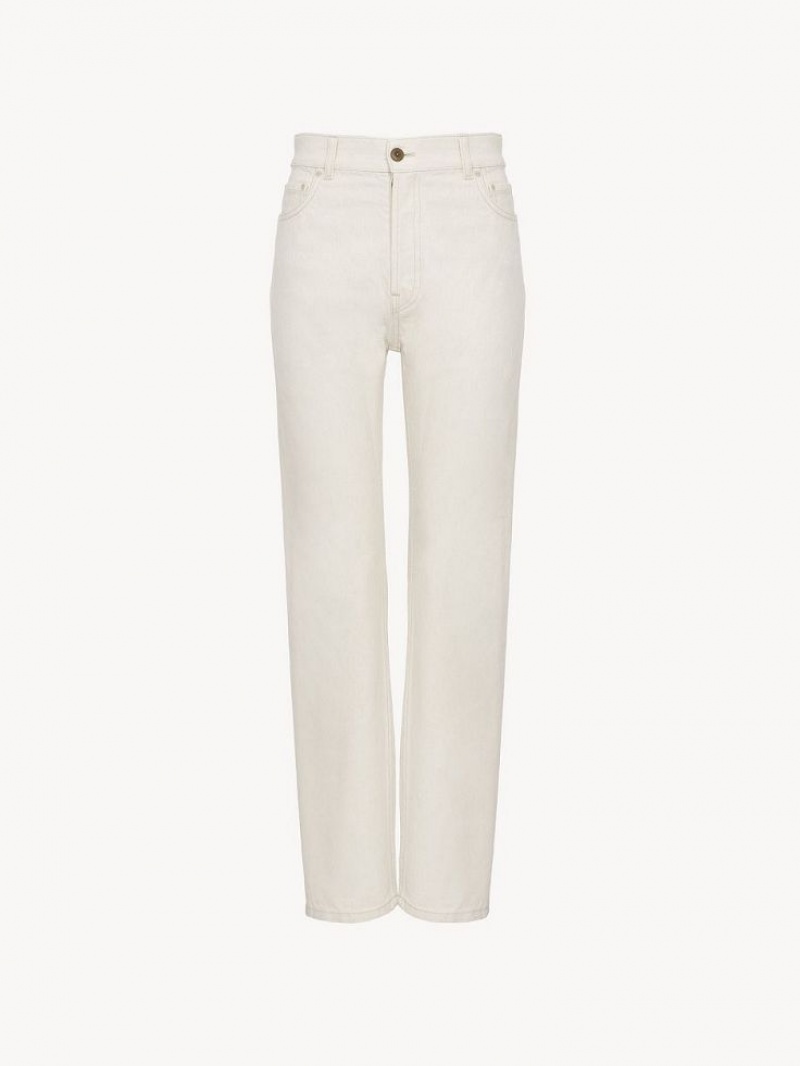 Jeansy Chloe Semeru Prosty-leg Białe | CHE-SR13996