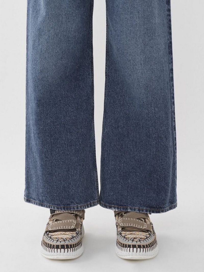 Jeansy Chloe Stromboli Szerokie Cropped Niebieskie | CHE-SR14011