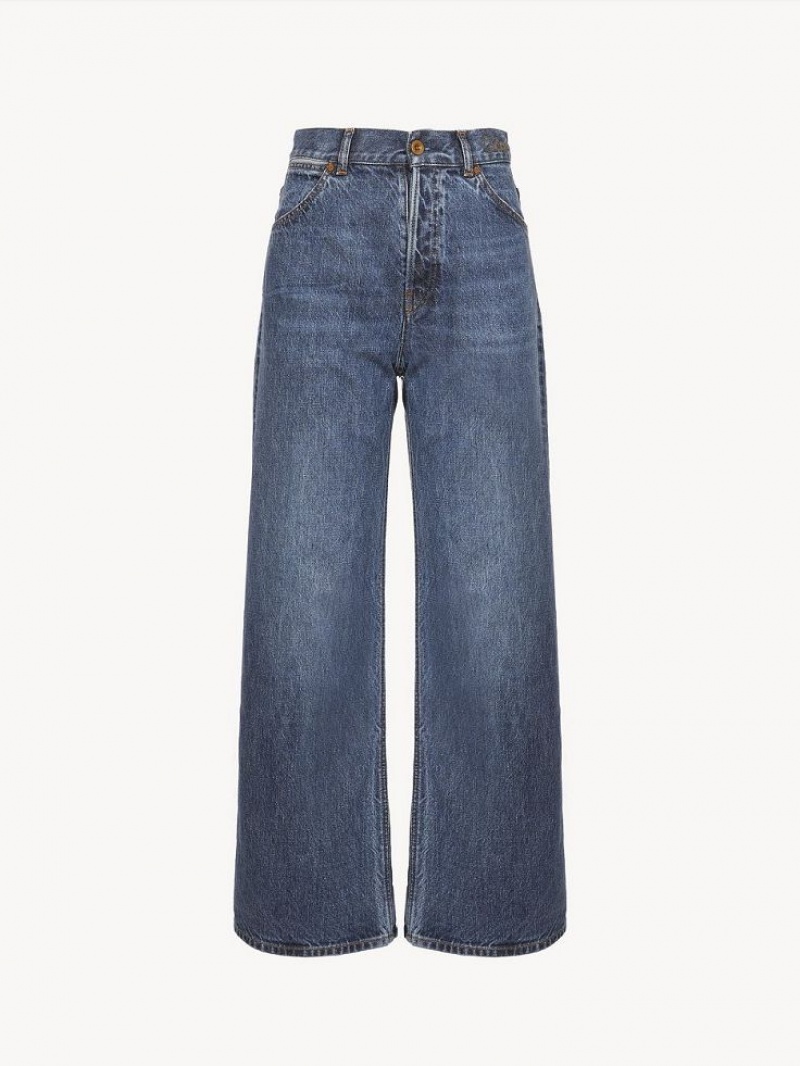 Jeansy Chloe Stromboli Szerokie Cropped Niebieskie | CHE-SR14011