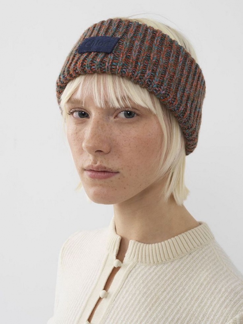 Kapelusz Chloe Chunky Trykotowy Headband Kolorowe Niebieskie | CHE-SR14490