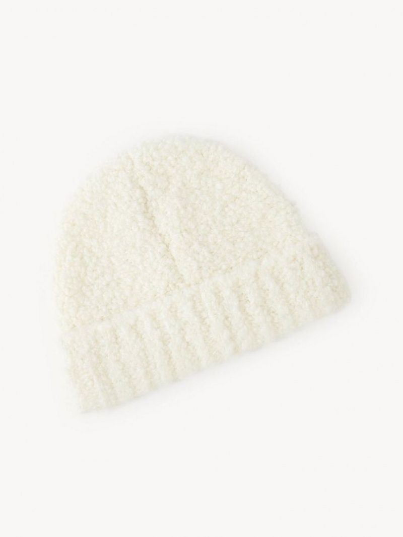 Kapelusz Chloe Curly Knit Beanie Beżowe | CHE-SR14475